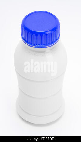 Small Bottle of White Milk Isolated on a White Background. Stock Photo