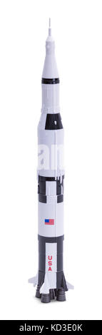 Space Rocket  Model Isolated on a White Background. Stock Photo