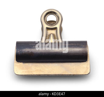 Old Large Metal Binder Clip Isolated on a White Background. Stock Photo