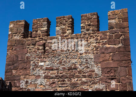 The walls of the historic Castle of Silves in the beautiful city of Silves in Portugal. Stock Photo