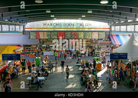 People inside the Jean Talon public market or Marche Jean Talon, Montreal, Quebec, Canada Stock Photo