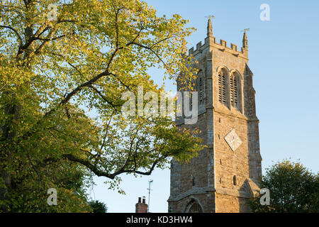 St George's Church in the early morning autumn sunlight. Lower Brailes, Warwickshire, UK Stock Photo