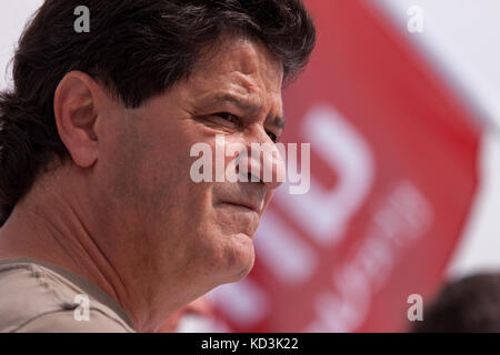 Jerry Dias, Unifor union president is pictured at a solidarity rally in Ingersoll ON on Oct, 6, 2017. Stock Photo