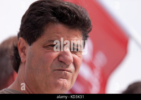 Jerry Dias, Unifor union president is pictured at a solidarity rally in Ingersoll ON on Oct, 6, 2017. Stock Photo