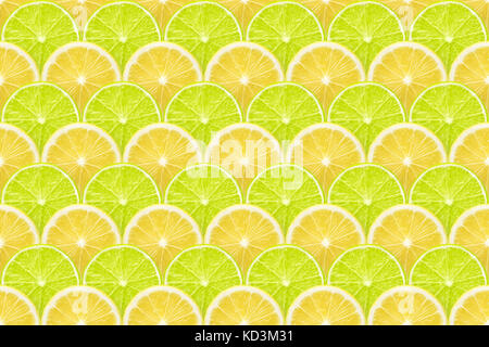 striped seamless pattern from many lemon and lime slices Stock Photo