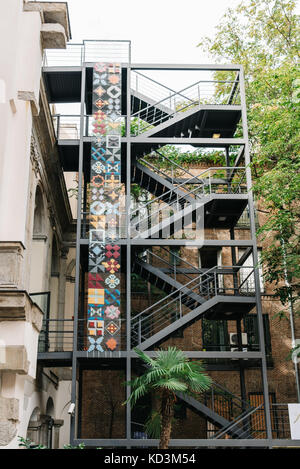 Madrid, Spain - September 30, 2017: Staircase in the courtyard of the IED Madrid. It is a Centre for Higher Education in Design Stock Photo