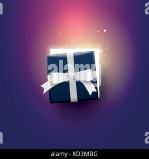 Half open gift box with magical lights. Surprise concept. Stock Vector