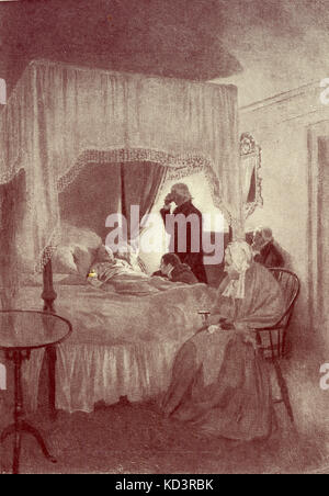Death of George Washington at Mount Vernon, 14 December 1799. Illustration by Howard Pyle, 1896 Stock Photo
