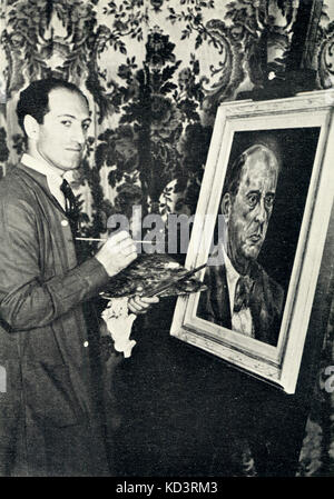 GERSHWIN, George - painting a portrait of Arnold Schoenberg (December 1936).  American composer & pianist (1898-1937) Stock Photo