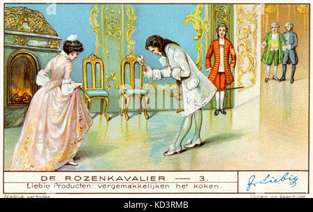 STRAUSS, Richard - Der Rosenkavalier. Octavian presents Sophie with the Silver Rose. Print from 'Viande Liebig'. Advert.  German composer & conductor. 1864-1949 Stock Photo