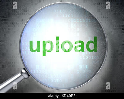Web development concept: Upload with optical glass on digital ...