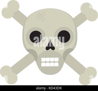 Bones and skull icon flat style. Isolated on white background. Vector illustration. Stock Vector
