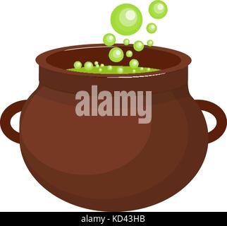 Pot with a potion icon flat style. Isolated on white background. Vector illustration. Stock Vector