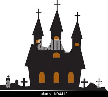 Castle building icon flat style. Isolated on white background. Vector illustration. Stock Vector