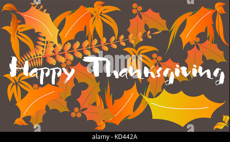 Thanksgiving greeting card with colours autumn leaves Stock Photo - Alamy