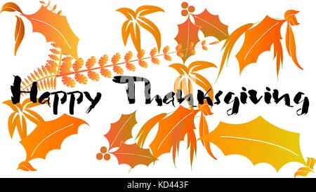 Thanksgiving greeting card with colours autumn leaves Stock Photo