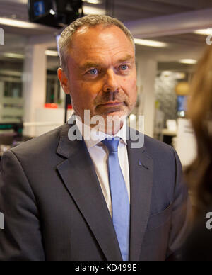 The Swedish election year 2018 began with a party leadership debate in Swedish television.The Liberals leader Jan Björklund face the Press Stock Photo