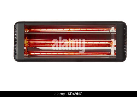 Black infrared heater on a white background. Stock Photo
