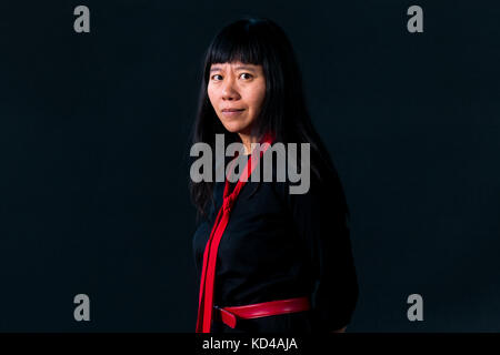 Chinese-British novelist and film-maker Xiaolu Guo attends a photocall during the Edinburgh International Book Festival on August 12, 2017 in Edinburg Stock Photo