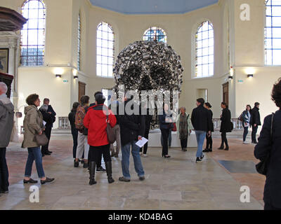 Very Hungry god by Subodh Gupta, Old Laennec hospital, headquarters of Kering and Balenciaga, Paris, France, Europe Stock Photo