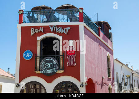 LAGOS, PORTUGAL - SEPTEMBER 10TH 2017: Exterior view of the famous Bon Vivant bar, located in the historic Old Town of Lagos in Portugal, on 10th Sept Stock Photo