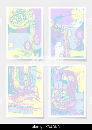 set of four pieces blank A4 sheet contemporary abstract painting Stock Vector
