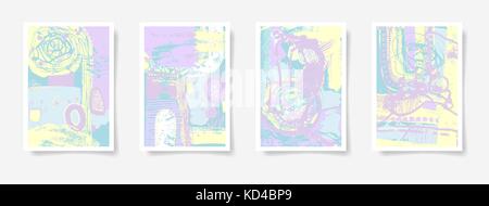 set of four pieces blank A4 sheet contemporary abstract painting Stock Vector