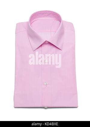 Pink Collar Button Up Dress Shirt Isolated on a White Background. Stock Photo