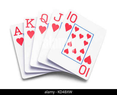Poker Hand of Cards Isolated on White Background. Stock Photo