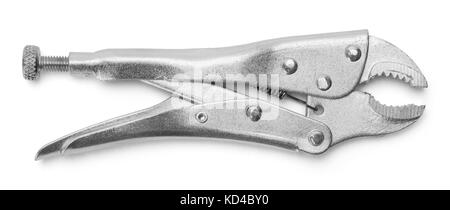 Vise Grips Locking Pliers Isolated on a White Background. Stock Photo