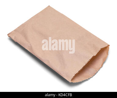 Brown Paper Snack Bag Isolated on a White Background. Stock Photo