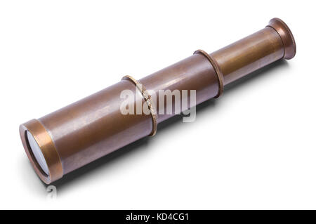 Small Spy Glass Telescope Isolated on White Background. Stock Photo