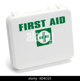 First Aid Box Isolated on a White Background. Stock Photo