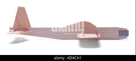 Toy Wood Plane Side View Isolated on a White Background. Stock Photo