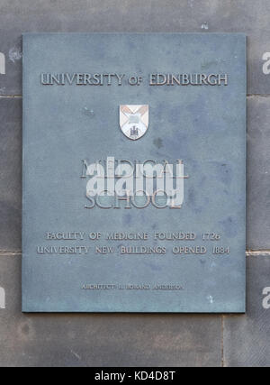 Edinburgh Medical School sign, Edinburgh, Scotland, UK Stock Photo