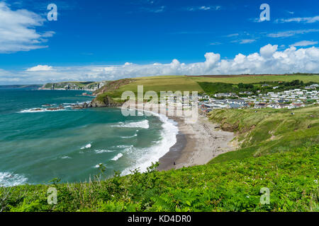 Overlooking the beach at  Challaborough Bay near Bigbury South Devon England UK Europe Stock Photo