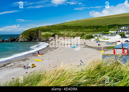 Overlooking the beach at  Challaborough Bay near Bigbury South Devon England UK Europe Stock Photo