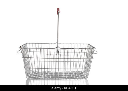 Steel shopping basket isolated on white background Stock Photo
