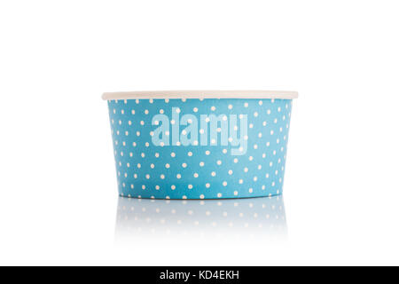 Empty blue paper cup isolated on white background Stock Photo