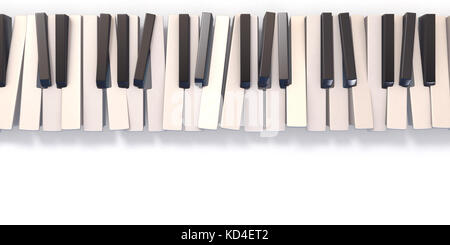 Unordered abstract piano keyboard 3D render illustration isolated on white background. Stock Photo