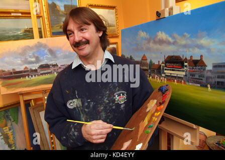 Jack Russell painting at his gallery in Chipping Sodbury Stock Photo