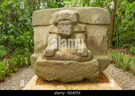 pre-hispanic olmec stone altar in the La Venta archeological park in Villahermosa Mexico Stock Photo