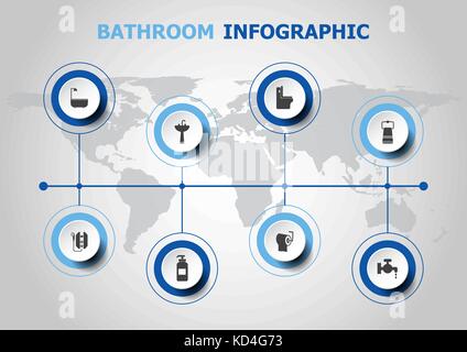 Infographic design with bathroom icons, stock vector Stock Vector