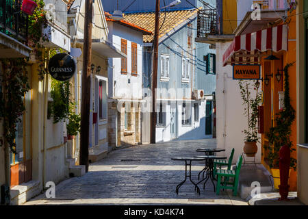 Architecture of the old town of Lefkada in Greece. Stock Photo