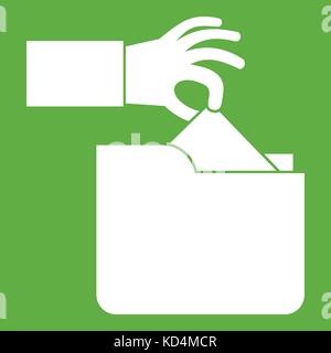 Robbery secret data in folder icon green Stock Vector