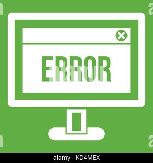 Error sign on a computer monitor icon green Stock Vector