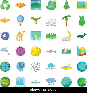 Miami icons set, cartoon style Stock Vector