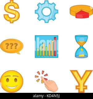 Money supply icons set, cartoon style Stock Vector