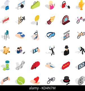 Hand icons set, isometric style Stock Vector