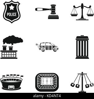 Bad ecology icons set, simple style Stock Vector